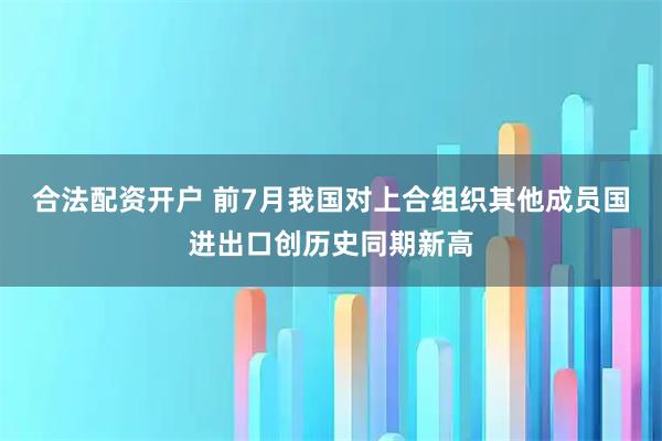 合法配资开户 前7月我国对上合组织其他成员国进出口创历史同期新高