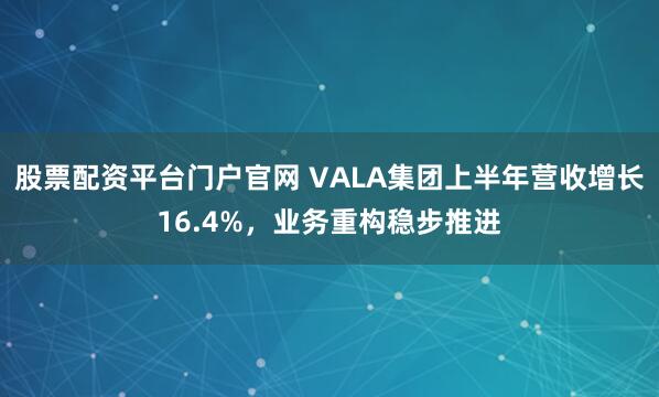 股票配资平台门户官网 VALA集团上半年营收增长16.4%，业务重构稳步推进